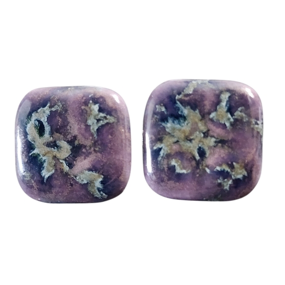 Jewelry - Vintage Purple Floral Ceramic Clip On Earrings